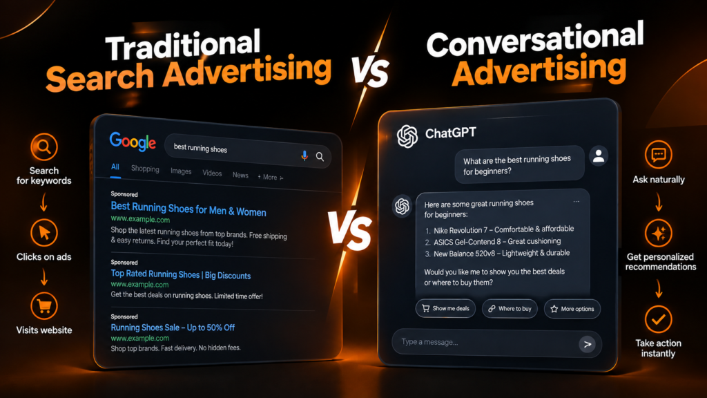 Traditional Search Advertising vs. Conversational Advertising